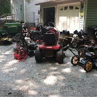 a photo of a variety of mowers
